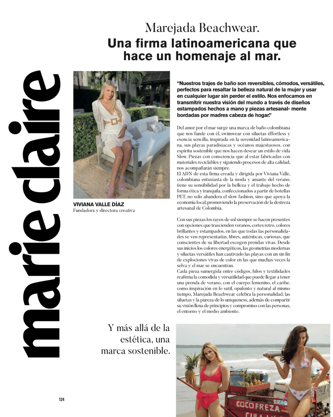 Marejada Beachwear en Marie Claire Magazine. Edición impresa Abril 2023.